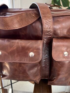 Men's Brown Leather Travel Duffel Bag Latico 11 x 13